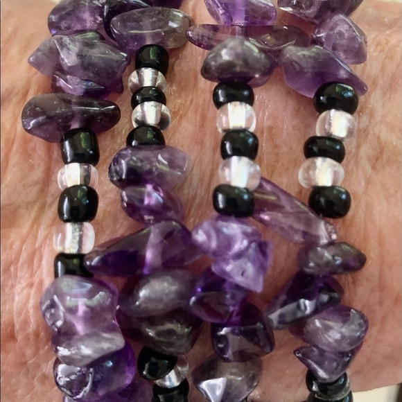 Handmade amethyst multi strand stack bracelet - Picture 6 of 8